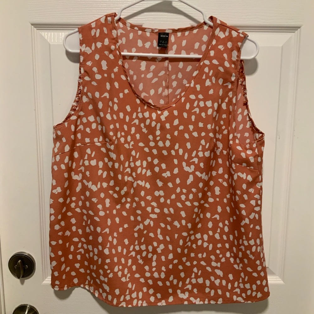 SHEIN Rust and White Sleeveless Blouse